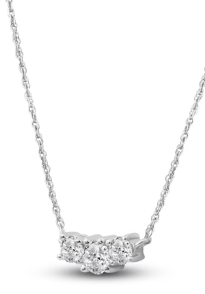 1/2 Carat Lab-Created Diamond Three-Stone Necklace in 14K White Gold – 18" Chain